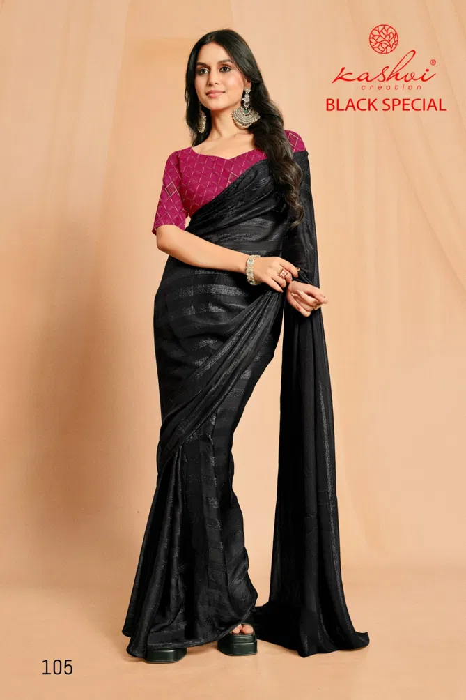 Black Special By Kashvi Rimzim Party Wear Sarees Wholesale In India